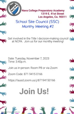 School Site Council Meeting #2 | Nava College Preparatory Academy